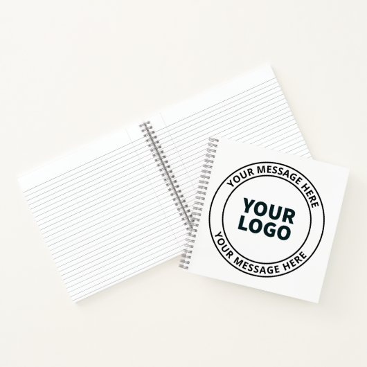 Je geüploade logo + bewerkbare cirkelvormige tekst notitieboek (Binnen)