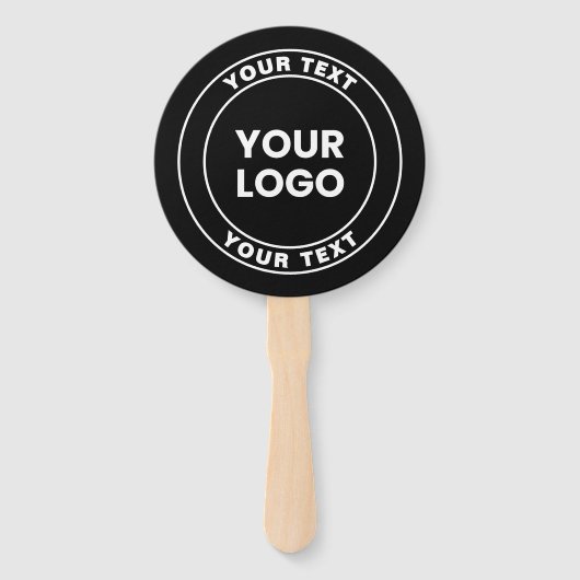 Je geüploade logo + vet cirkelvormige tekst handwaaier (Voorkant)
