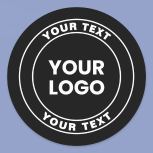 Je geüploade logo + vet cirkelvormige tekst ronde sticker