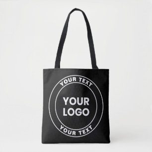 Je geüploade logo + vet cirkelvormige tekst tote bag