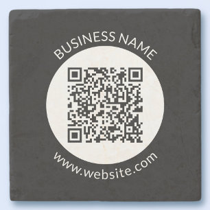 Je geüploade QR-code   Bewerkbare tekst en kleuren Stenen Onderzetter