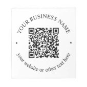 Je geüploade QR-code plus bewerkbare circulaire te Notitieblok (Voorkant)