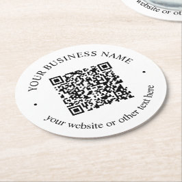 Je geüploade QR-code plus bewerkbare circulaire te Ronde Kartonnen Onderzetter