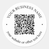 Je geüploade QR-code Plus bewerkbare circulaire te Ronde Sticker (Voorkant)