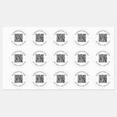 Je geüploade QR-code plus bewerkbare cirkelvormige Labels (Vel)