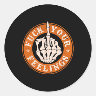 Je gevoelens Halloween Skeleton Hand Middelvinger Ronde Sticker