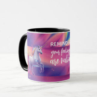Je gevoelens zijn geldig Regenboog Tie Dye Eenhoor Mok