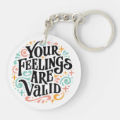 Je gevoelens zijn valide geestelijke gezondheidson sleutelhanger (Achterkant)