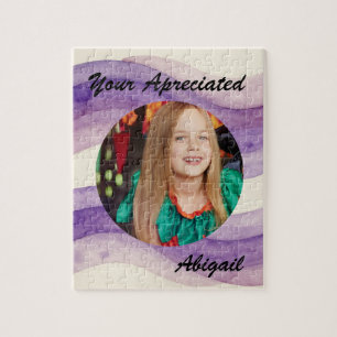 Je gewaardeerde aquarel golvende paarse fotonaam legpuzzel