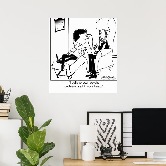 Je gewichtsprobleem zit in je hoofd poster (Thuiskantoor)