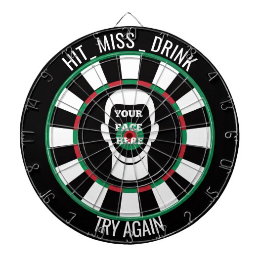 Je Gezicht Hier Dartbord  Grappig Drank Dartbord (Voorkant)