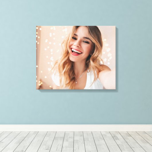 Je gezicht op een verjaardag gepersonaliseerd canvas afdruk (Insitu (Houten vloer))