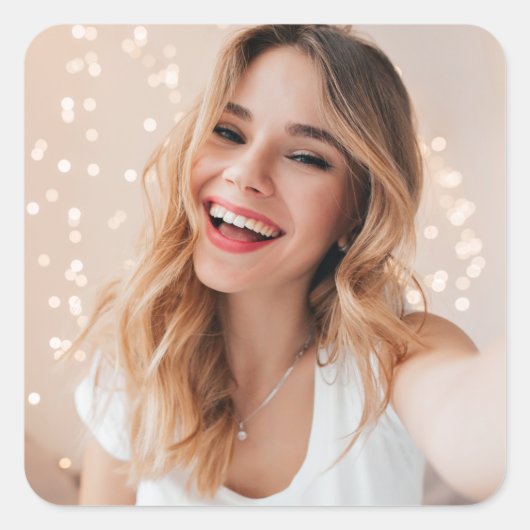 Je gezicht op een verjaardag vierkante sticker (Voorkant)