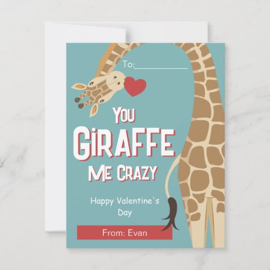Je Giraffe me gekke Kinder Valentijn 'Day Kaart (Voorkant)