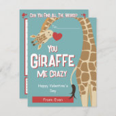 Je Giraffe me gekke Kinder Valentijn 'Day Kaart (Voorkant / Achterkant)