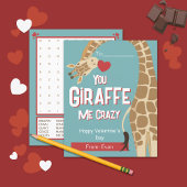 Je Giraffe me gekke Kinder Valentijn 'Day Kaart