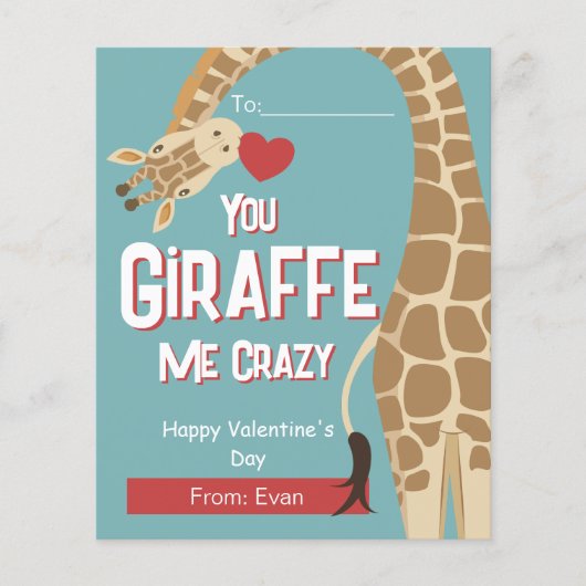 Je Giraffe me gekke Kinder Valentijn 'Day Kaart (Voorkant)