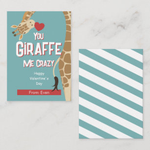 Je Giraffe me gekke Kinder Valentijn 'Day Kaart Notitiekaartje