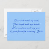 Je glimlach maakte mijn week en je lacht maakte mi briefkaart (Voorkant / Achterkant)