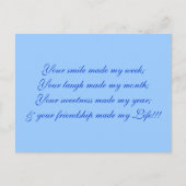 Je glimlach maakte mijn week en je lacht maakte mi briefkaart (Voorkant)