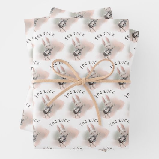 Je gooit Bunny Guitar Wrapping Paper Sheets (In situ)