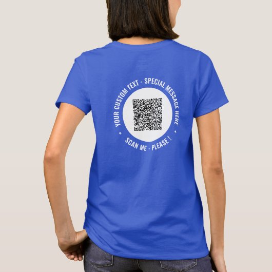 Je grappige QR-code met eigen tekst T-shirt voorbe (Achterkant)