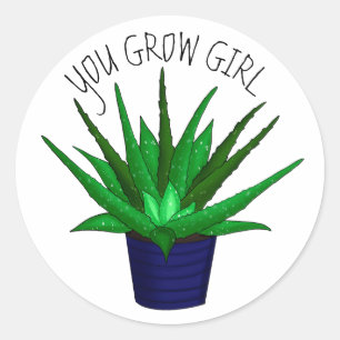 Je groeit meisje   Funny Plant Pun Ronde Sticker