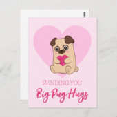 Je grote mopshonden sturen | Grappig Schattige roz Briefkaart (Voorkant / Achterkant)
