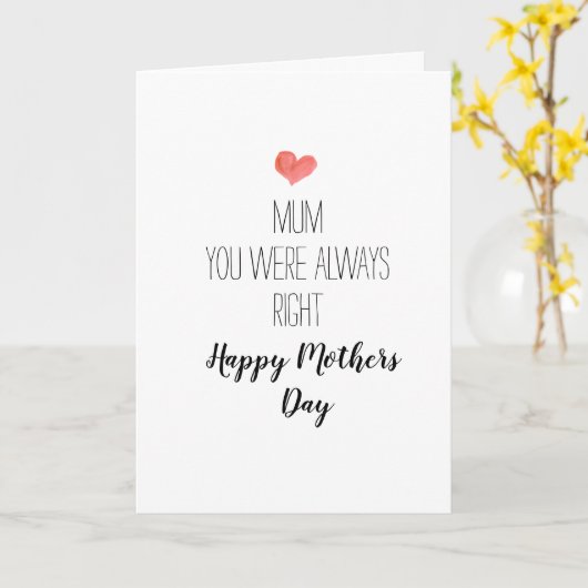 je had altijd gelijk, , moederdag kaart (Gele Bloem)