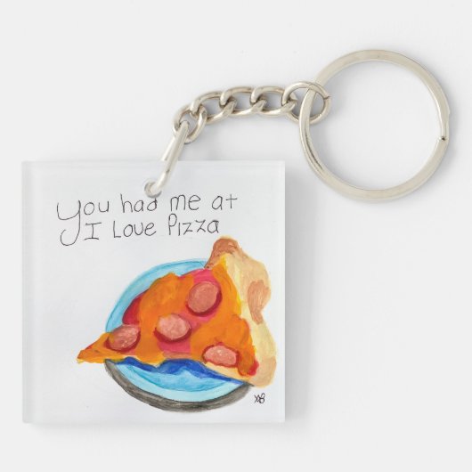 Je had me al bij ik hou van pizza sleutelhanger (Achterkant)