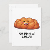 Je had me bij Challah Brood Hanukkah Joods Uitnodiging Briefkaart (Voorkant / Achterkant)