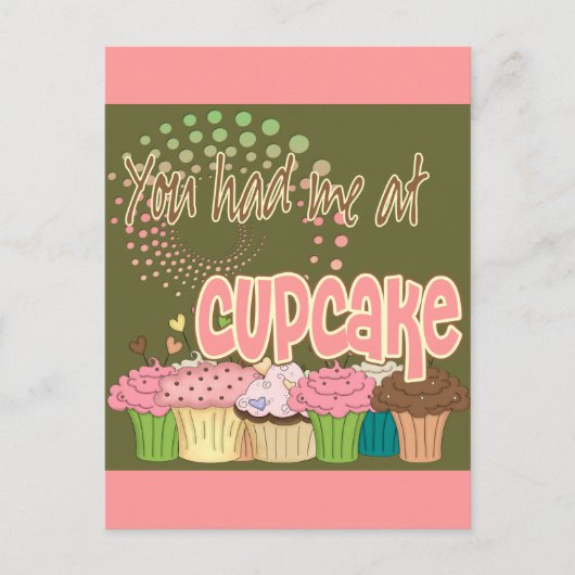Je had me bij Cupcake Briefkaart (Voorkant)