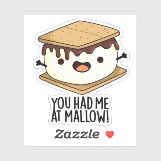 Je had me bij Mallow Funny Smore Pun Sticker (Vel)