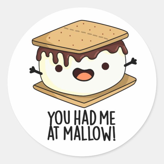 Je Had Me Bij Mallow Grappige Smore Pun Ronde Sticker (Voorkant)