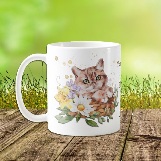 Je had me bij Meow Floral Cat Koffiemok