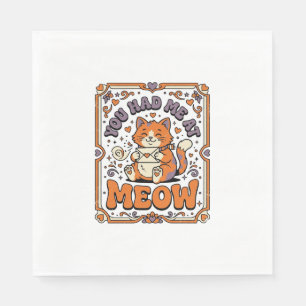 Je Had Me Bij Meow Kat Valentijnsliefde Vintage Ve Servet