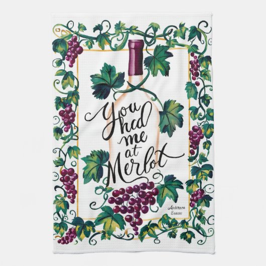 Je had me bij Merlot Custom Wine Theedoek (Verticaal)