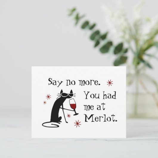 Je had me bij Merlot Funny Wine Pun Briefkaart (Staand voorkant)