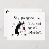 Je had me bij Merlot Funny Wine Pun Briefkaart (Voorkant / Achterkant)