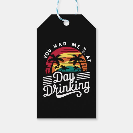 Je had me bij overdag drinken Funny Retro Strand Cadeaulabel (Achterkant)