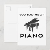 Je had me bij Piano Grand Piano Player Funny Briefkaart (Voorkant / Achterkant)