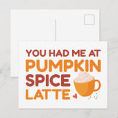 Je had me bij Pumpkin Spice Latte Briefkaart (Voorkant / Achterkant)