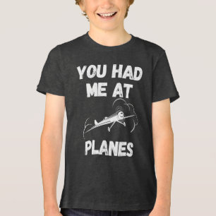 Je Had Me Bij Vliegtuigen Typografie, Luchtvaart, Tri-Blend Shirt
