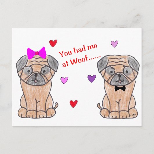 Je had me bij Wof Pug Briefkaart (Voorkant)