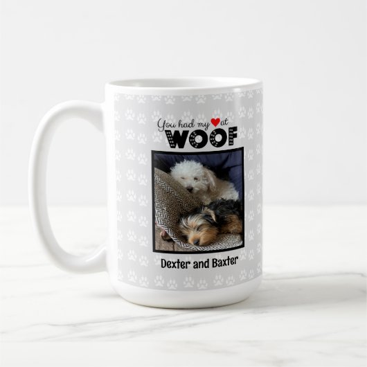 Je had mijn hart bij WOOF Custom Name Photo Dog Koffiemok (Links)