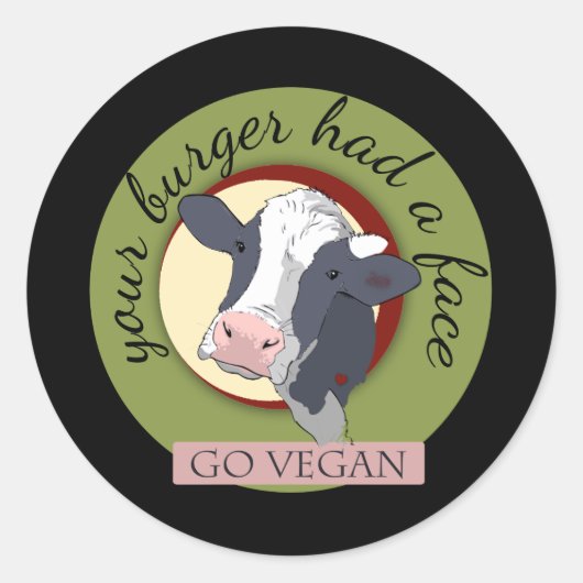 Je hamburger had een gezicht ronde sticker (Voorkant)