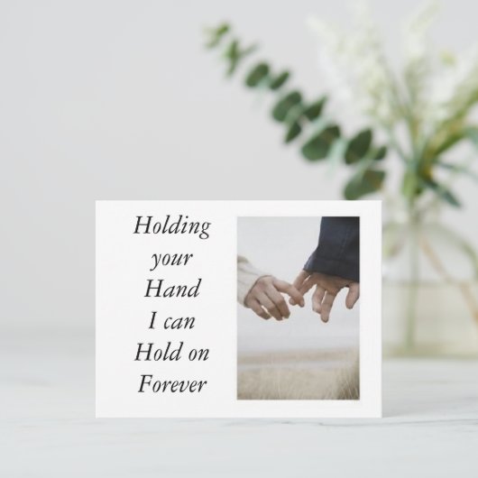 Je hand vasthouden uitnodiging briefkaart (Staand voorkant)