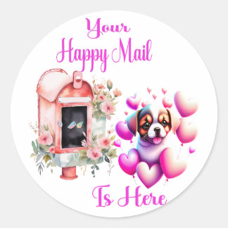 Je Happy Mail is hier Ronde Sticker