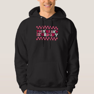 Je hart is groovy roze valentijnsdag grafisch hoodie