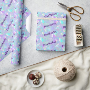 #Je Hashtag, Teal & Paarse Iriserende Ontwerp Cadeaupapier